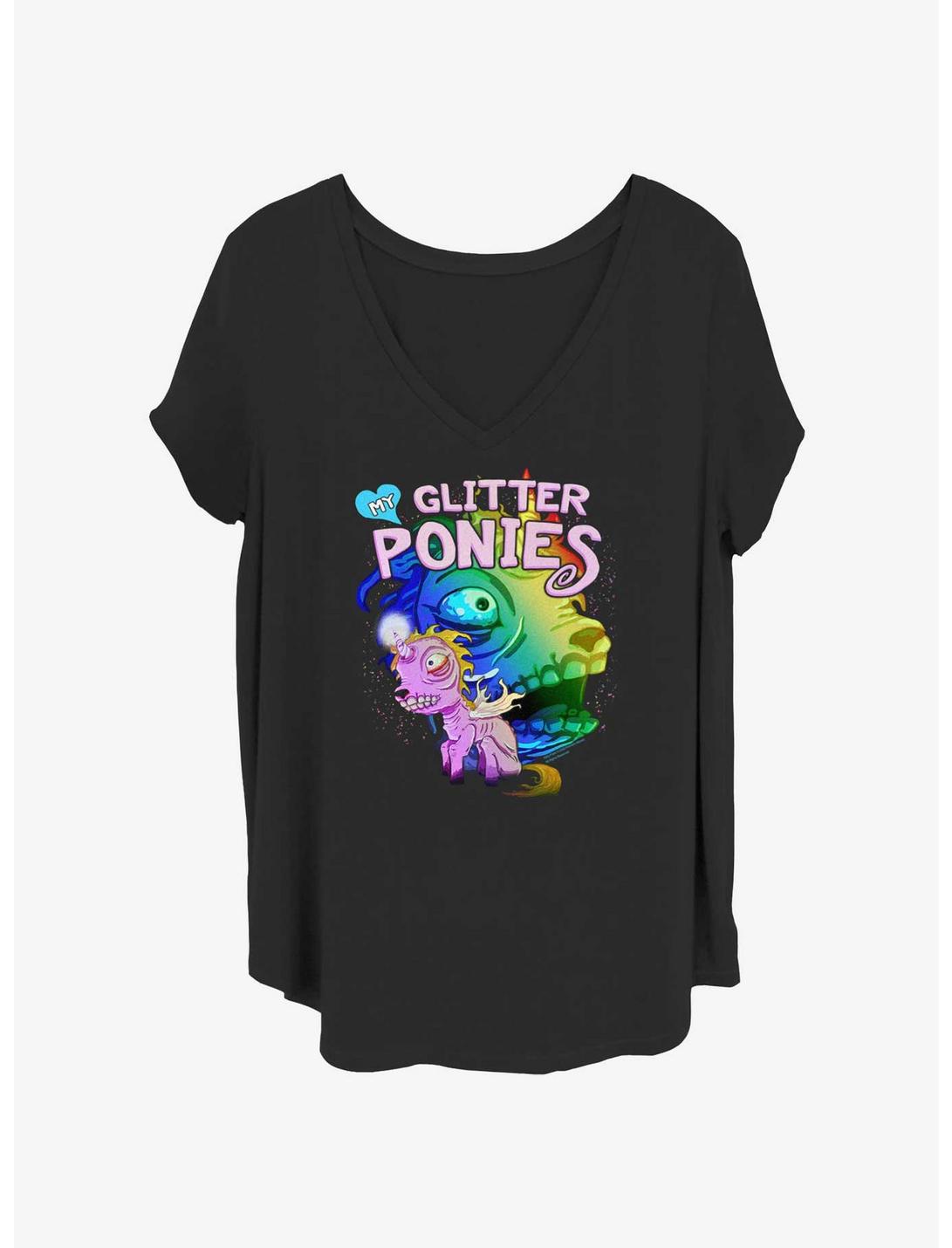 Sally Face Glitter Ponies Girls T-Shirt Plus Size, BLACK, hi-res
