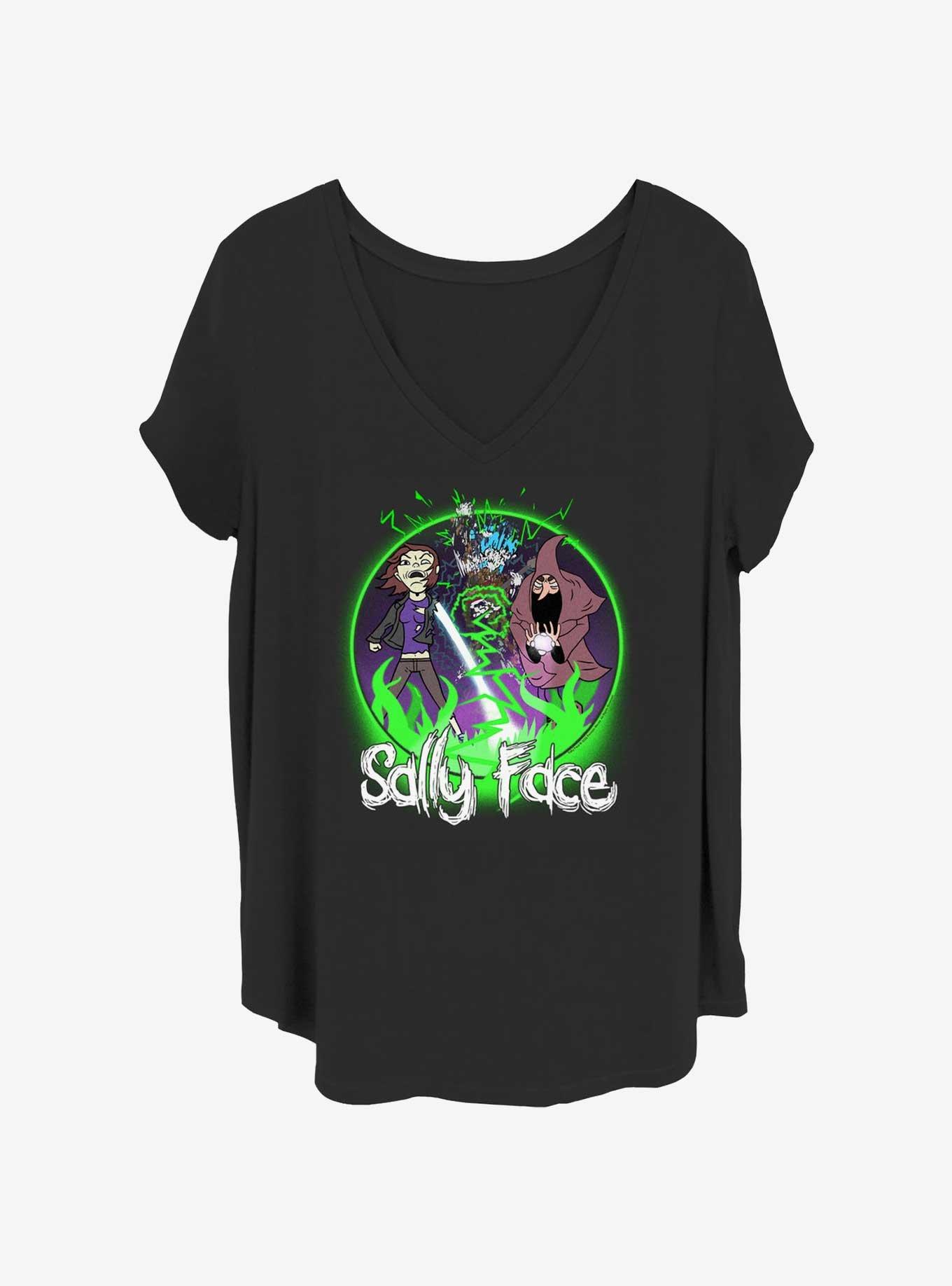 Sally Face Boss Fight Girls T-Shirt Plus Size, BLACK, hi-res
