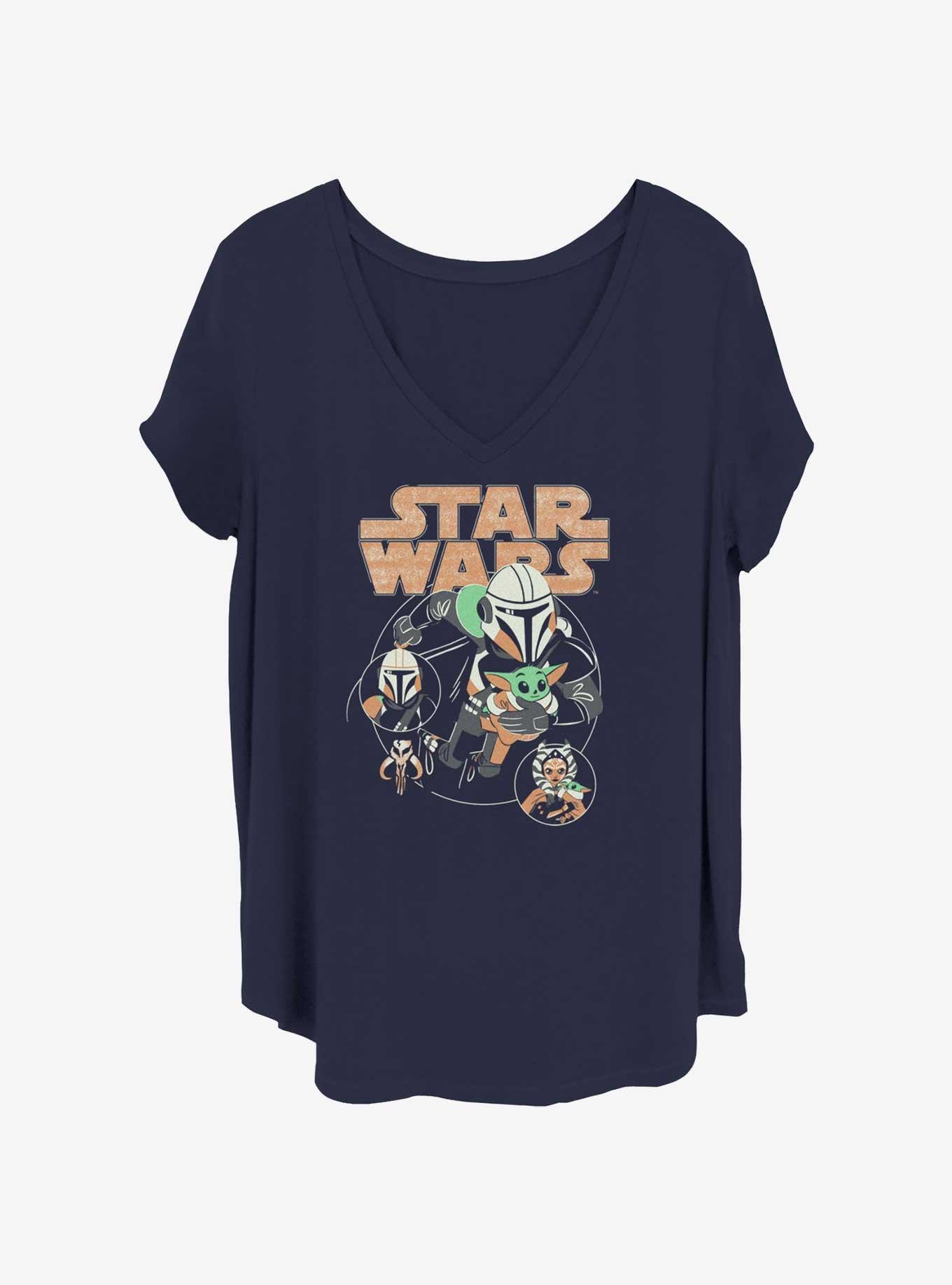 Star Wars The Mandalorian Grogu Collage Girls T-Shirt Plus Size, NAVY, hi-res