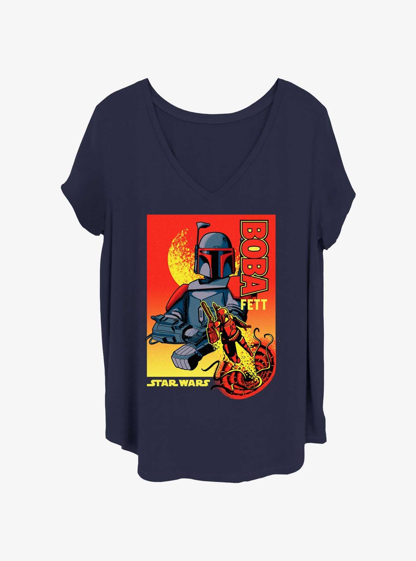 Star Wars Boba Fett Double Shot Girls T-Shirt Plus Size, NAVY, hi-res
