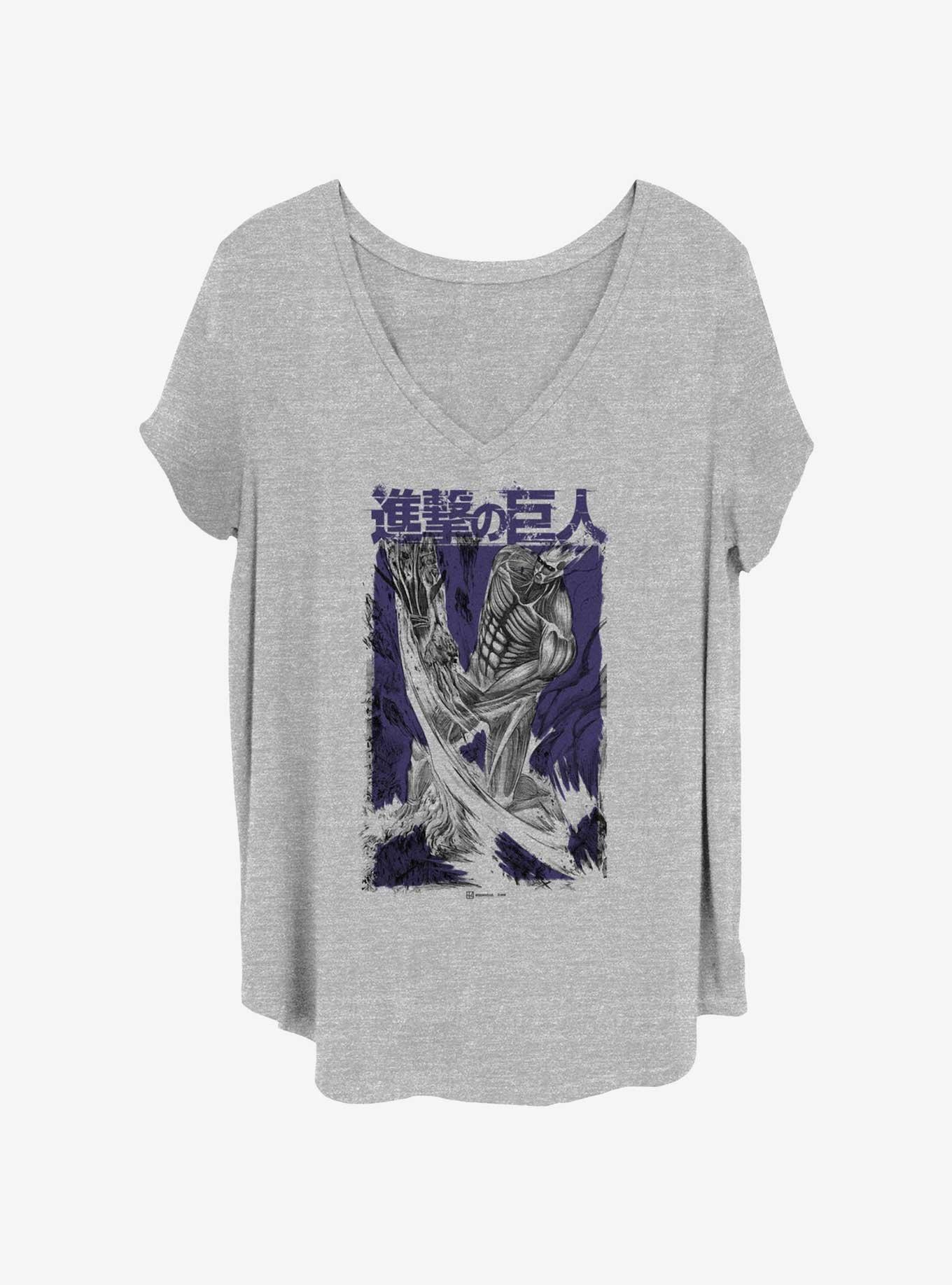 Attack on Titan Overlay Colossus Girls T-Shirt Plus Size, HEATHER GR, hi-res