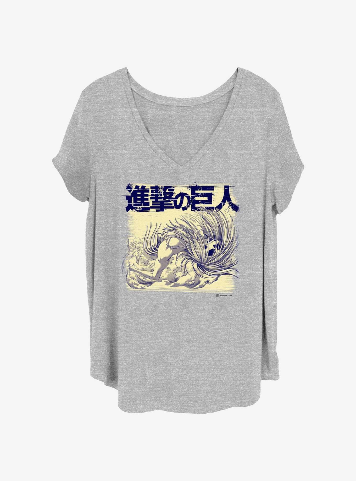 Attack on Titan Founder Titan Overlay Girls T-Shirt Plus Size, HEATHER GR, hi-res