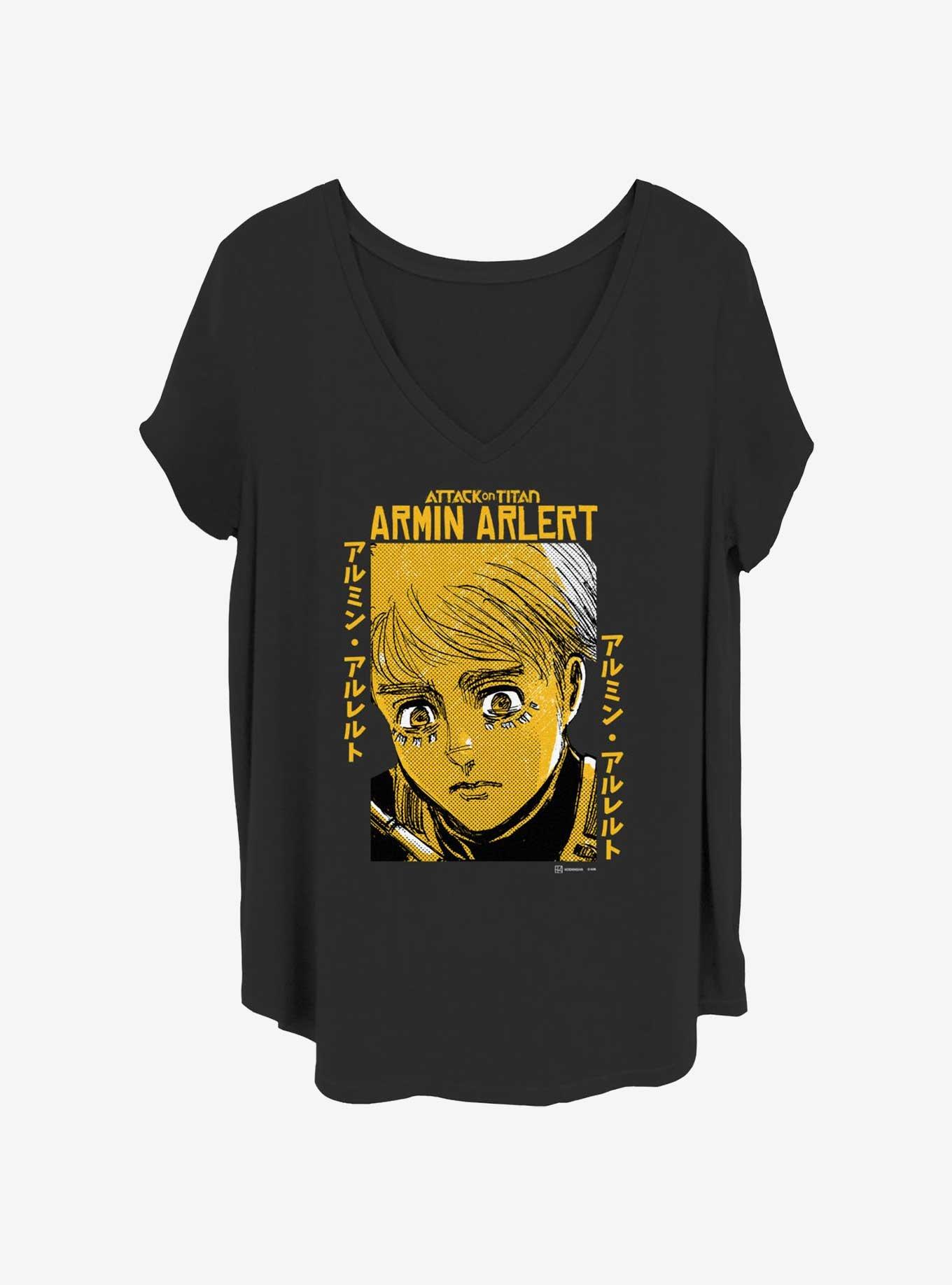 Attack on Titan Armin Textbox Girls T-Shirt Plus Size, BLACK, hi-res