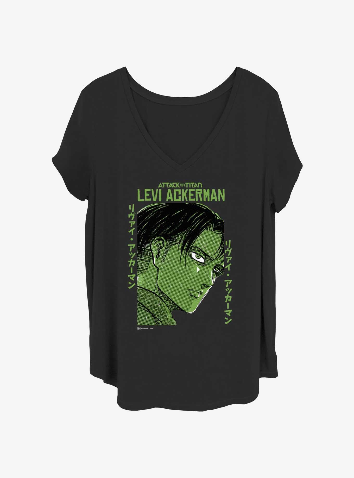 Attack on Titan Levi Textbox Girls T-Shirt Plus Size, BLACK, hi-res