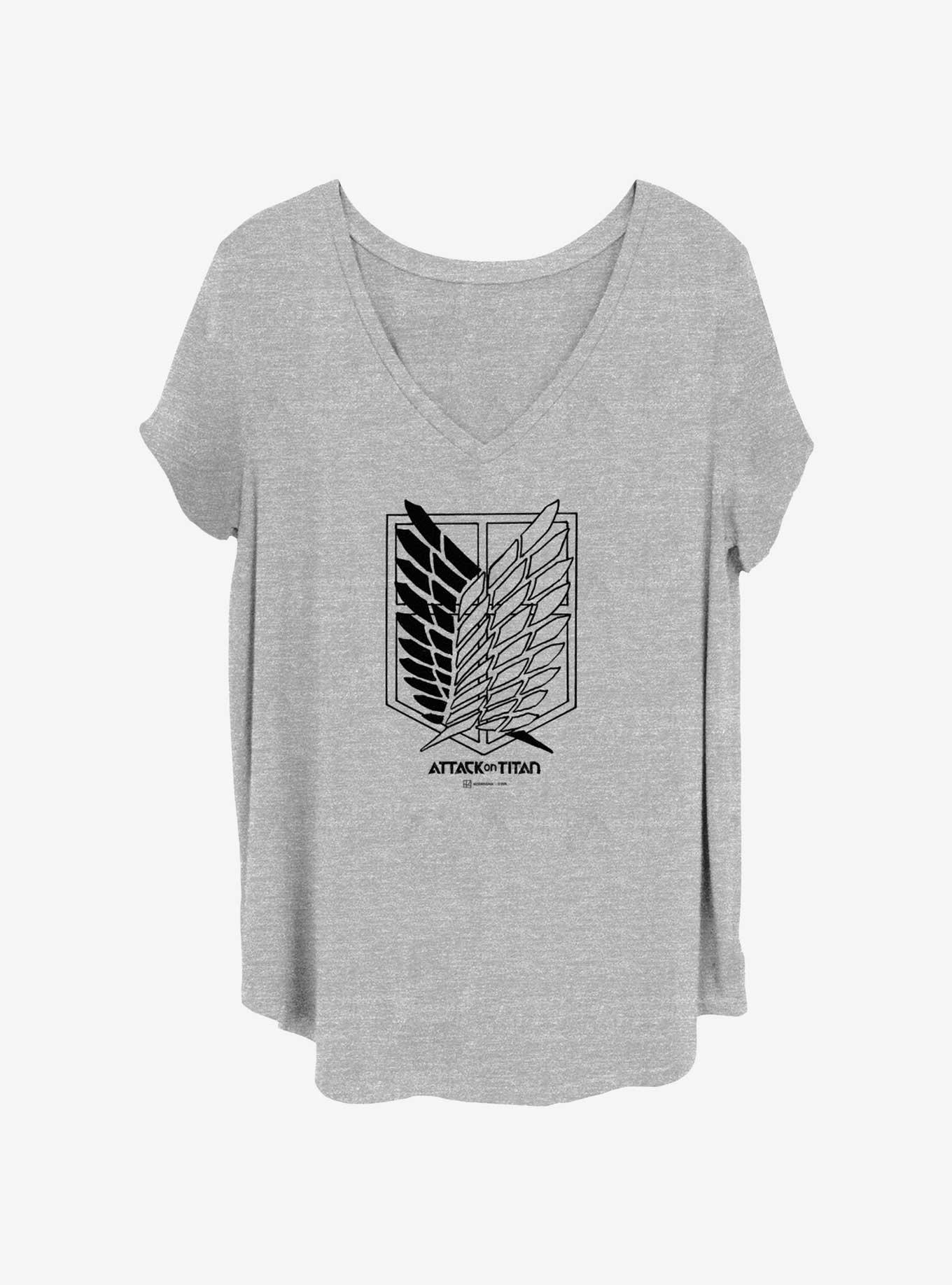 Attack on Titan Scout Regiment Logo Girls T-Shirt Plus Size, HEATHER GR, hi-res