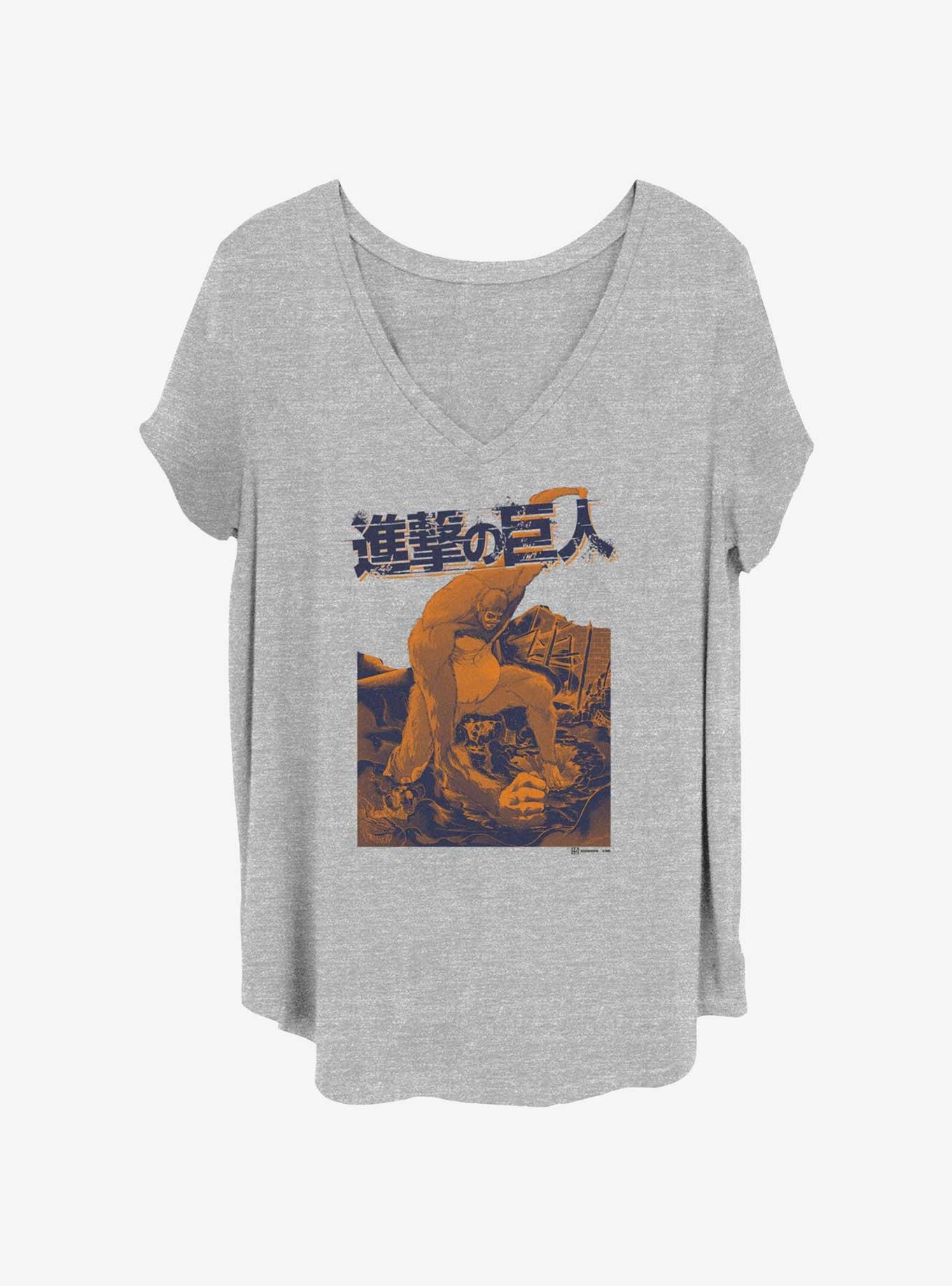 Attack on Titan Beast Overlay Girls T-Shirt Plus Size, HEATHER GR, hi-res