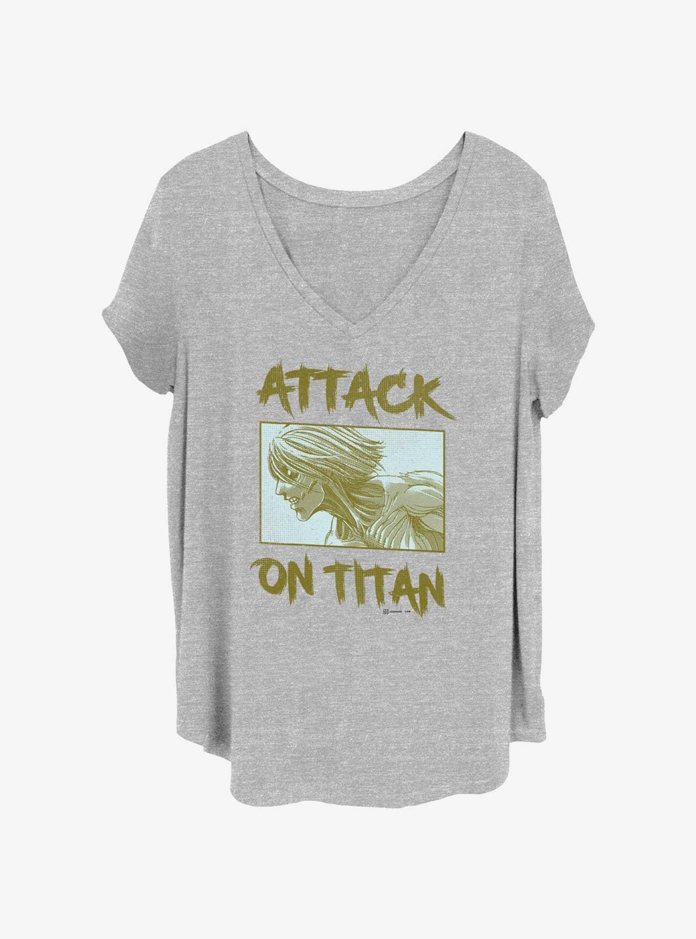 Attack on Titan Female Titan Panel Girls T-Shirt Plus Size, HEATHER GR, hi-res