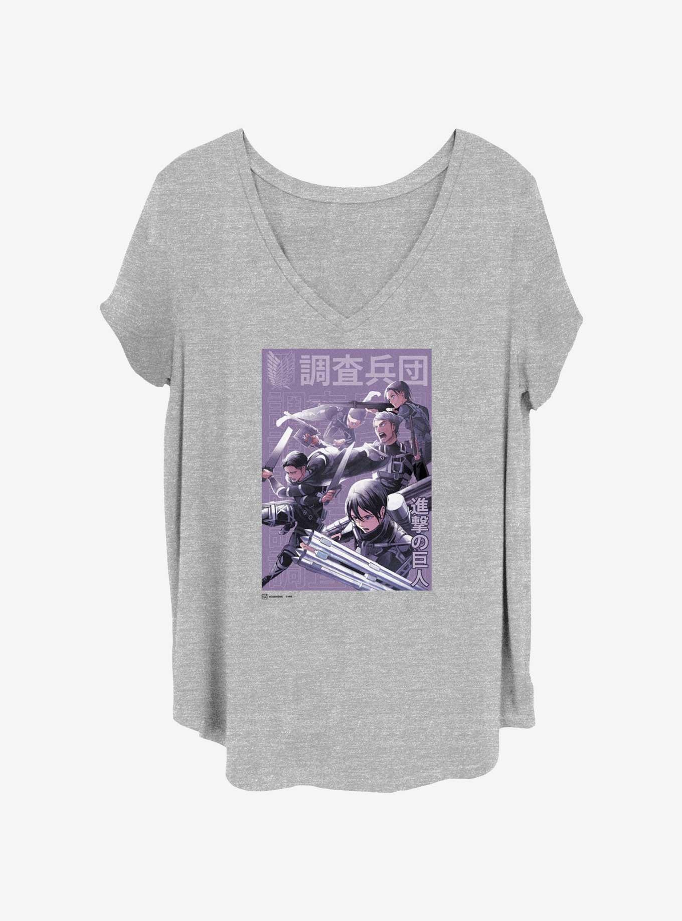 Attack on Titan Scout Regiment Fight Girls T-Shirt Plus Size, HEATHER GR, hi-res