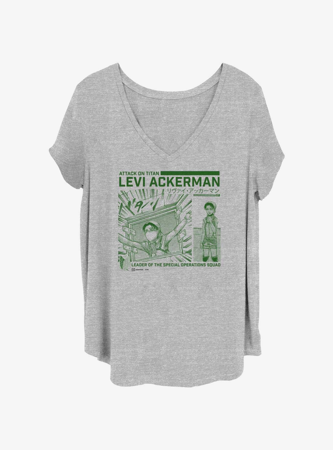 Attack on Titan Cleaning Levi Girls T-Shirt Plus Size, HEATHER GR, hi-res