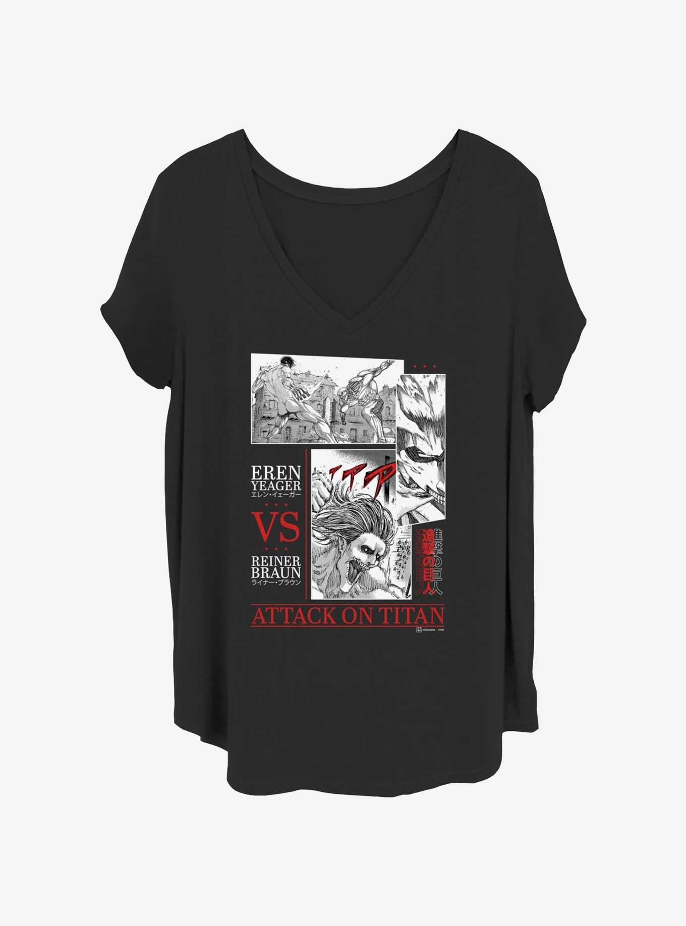 Attack on Titan Armored & Attack Storytelling Girls T-Shirt Plus Size, BLACK, hi-res