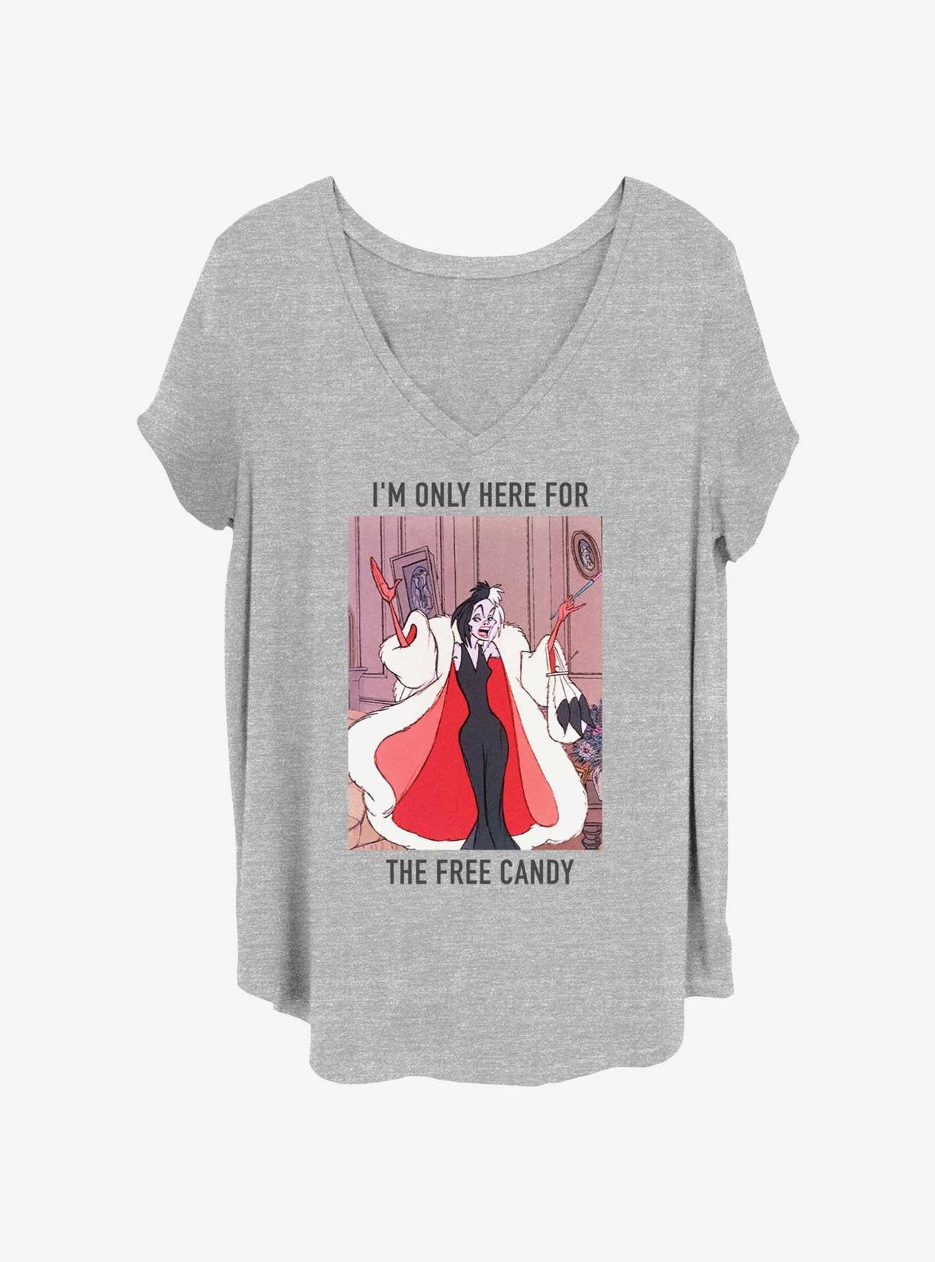 Disney 101 Dalmatians Cruella Only Here For Free Candy Girls T-Shirt Plus