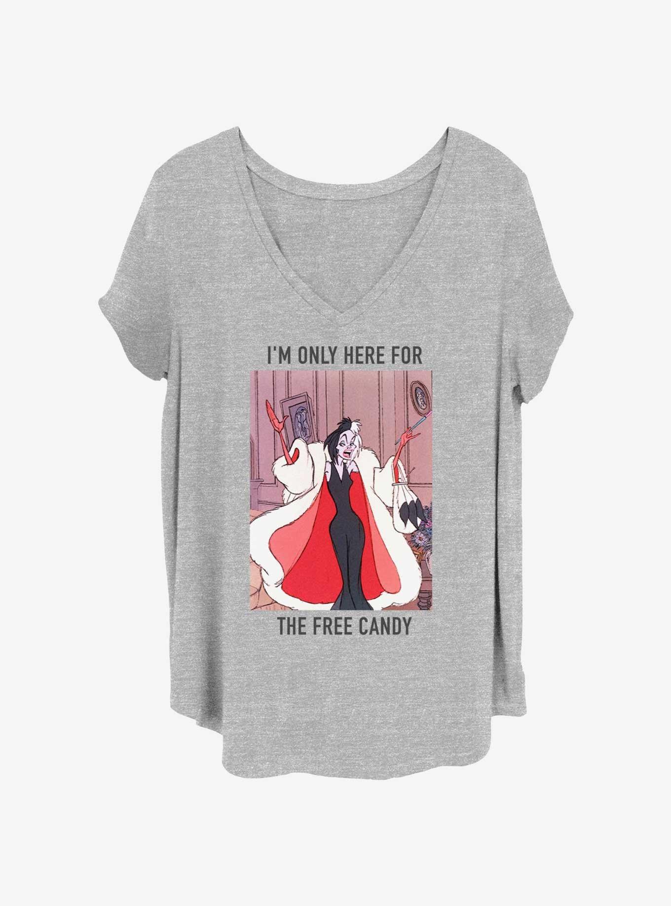 Disney 101 Dalmatians Cruella Only Here For Free Candy Girls T-Shirt Plus Size