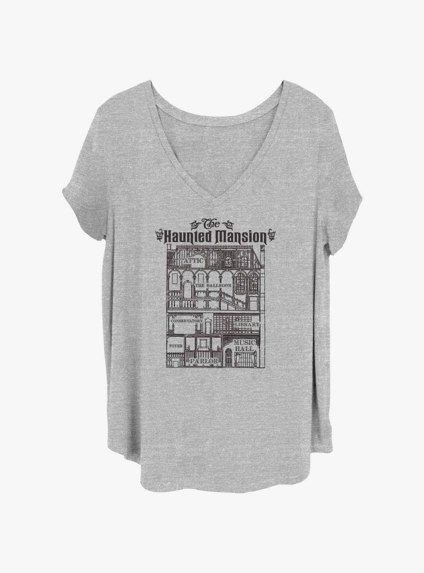 Disney The Haunted Mansion Blueprint Girls T-Shirt Plus Size, HEATHER GR, hi-res