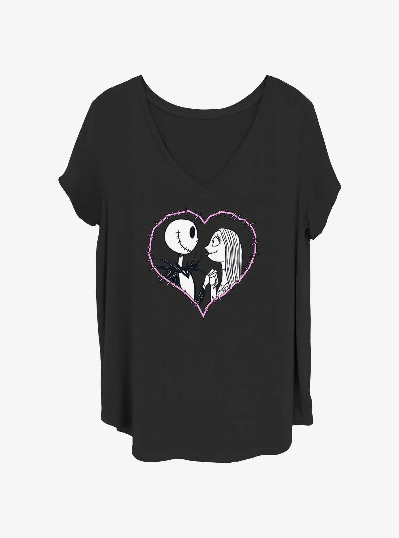 Disney The Nightmare Before Christmas Jack and Sally Heart Stitch Girls T-Shirt Plus Size, , hi-res