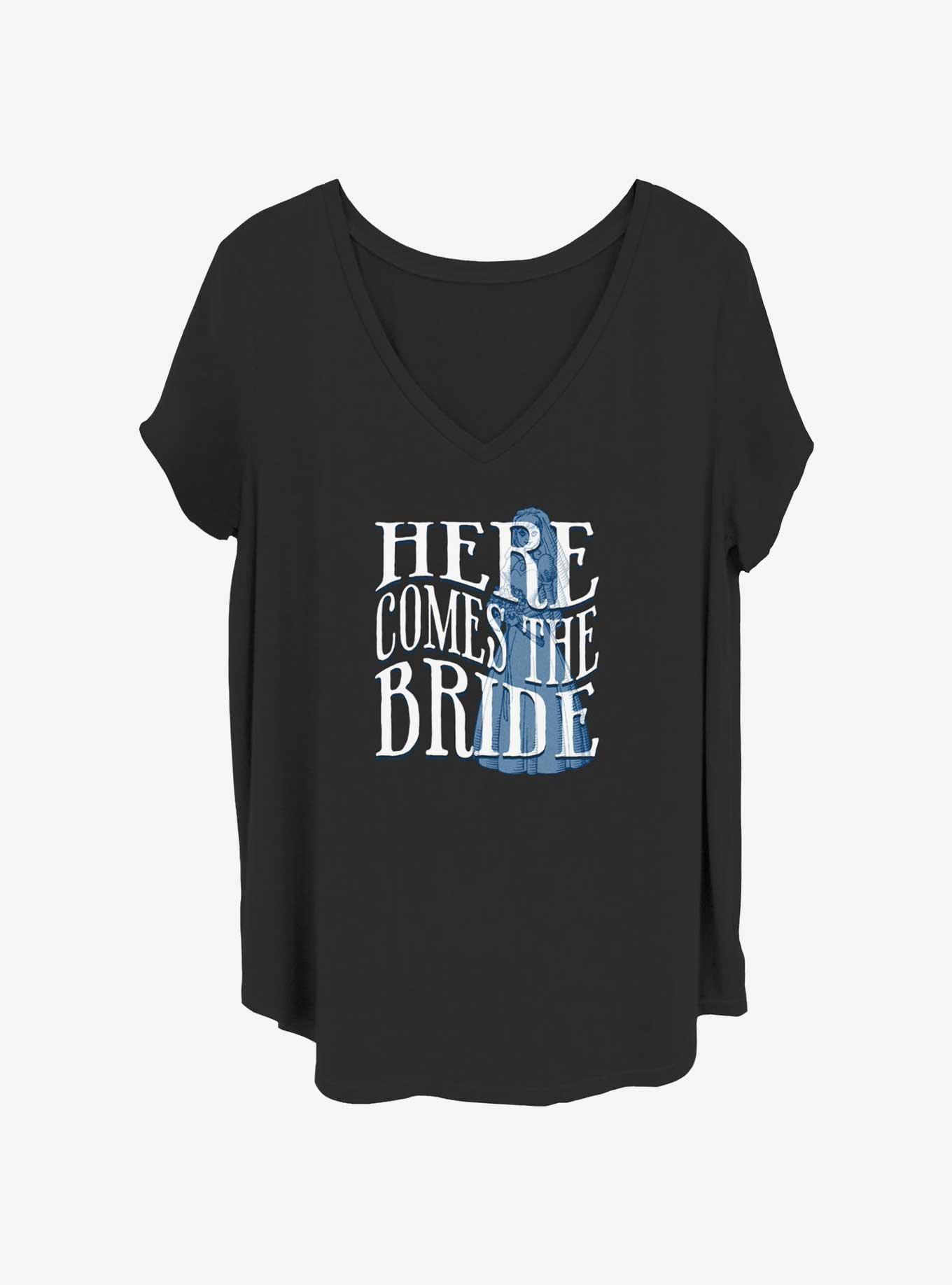 Disney The Haunted Mansion Here Comes The Ghost Bride Girls T-Shirt Plus Size, BLACK, hi-res