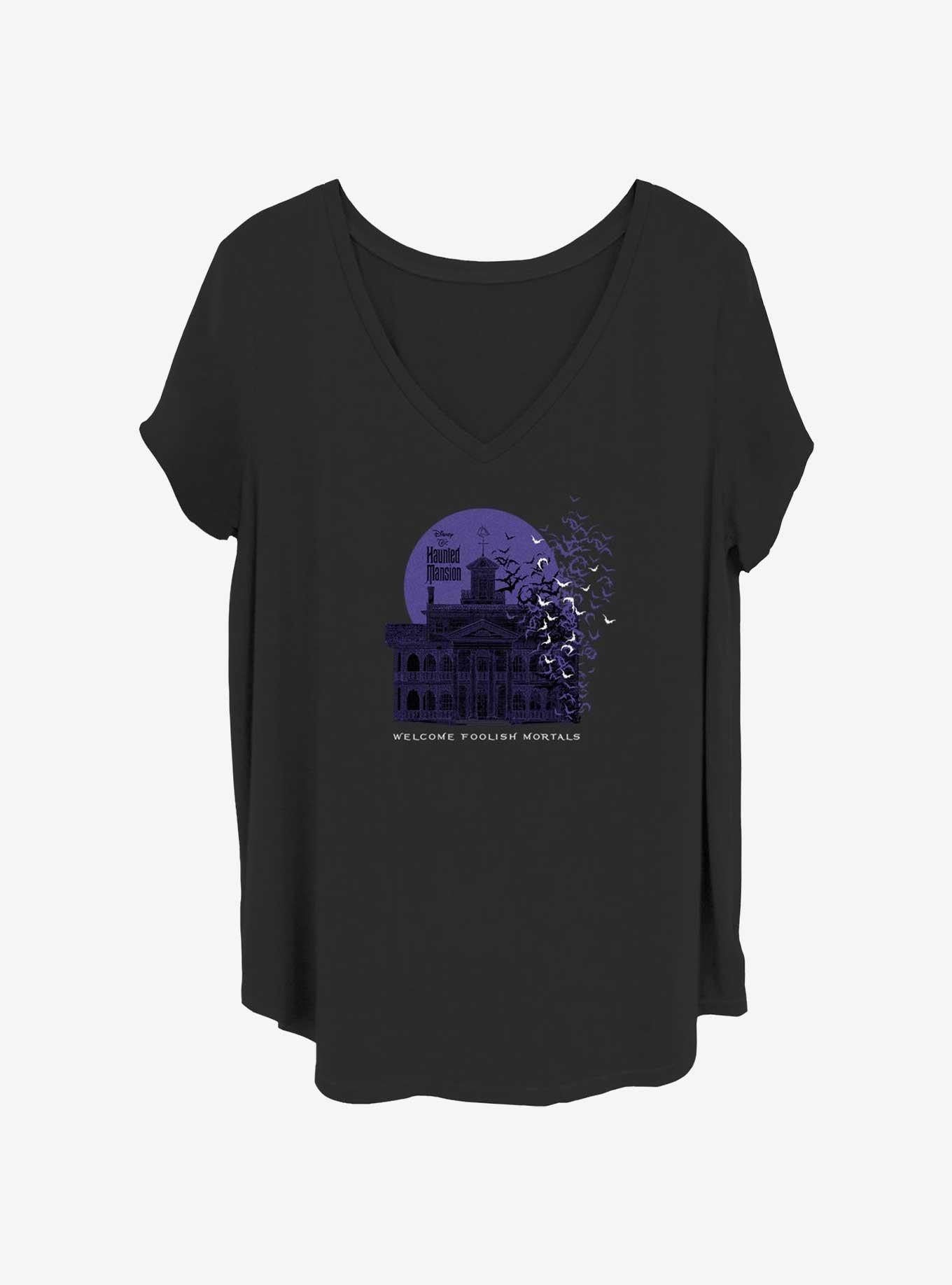 Disney The Haunted Mansion Bats Welcome Girls T-Shirt Plus Size, BLACK, hi-res