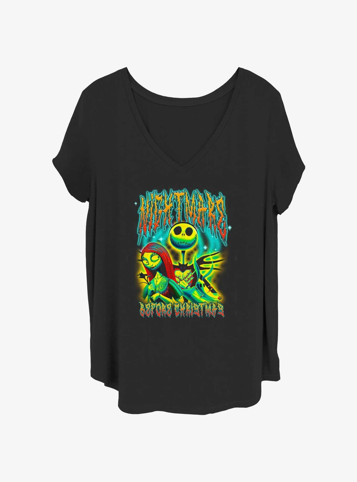 Disney The Nightmare Before Christmas Jack and Sally Bright Graffiti Girls T-Shirt Plus Size, , hi-res