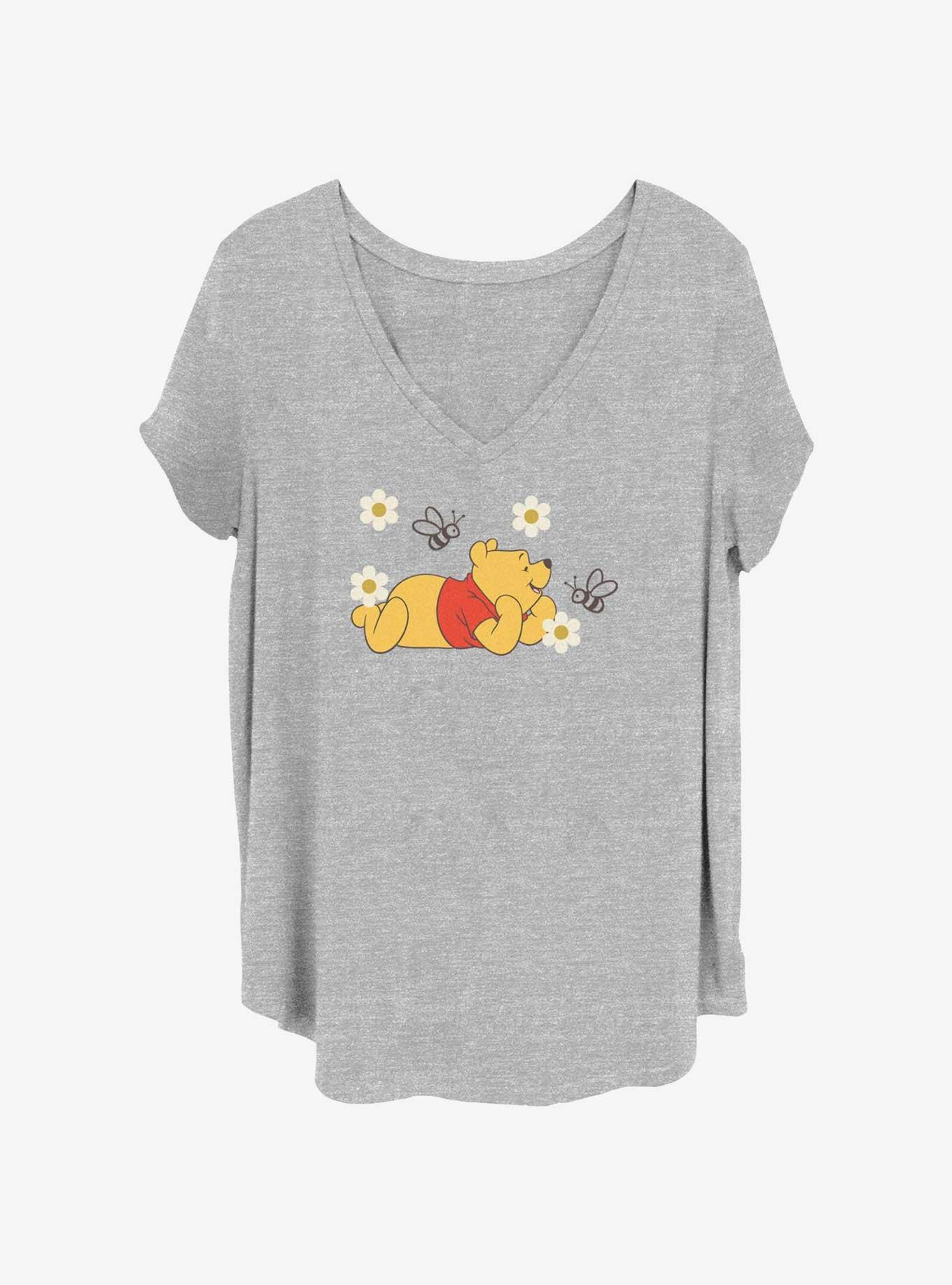 Disney Winnie The Pooh Flowers and Bees Girls T-Shirt Plus Size, HEATHER GR, hi-res
