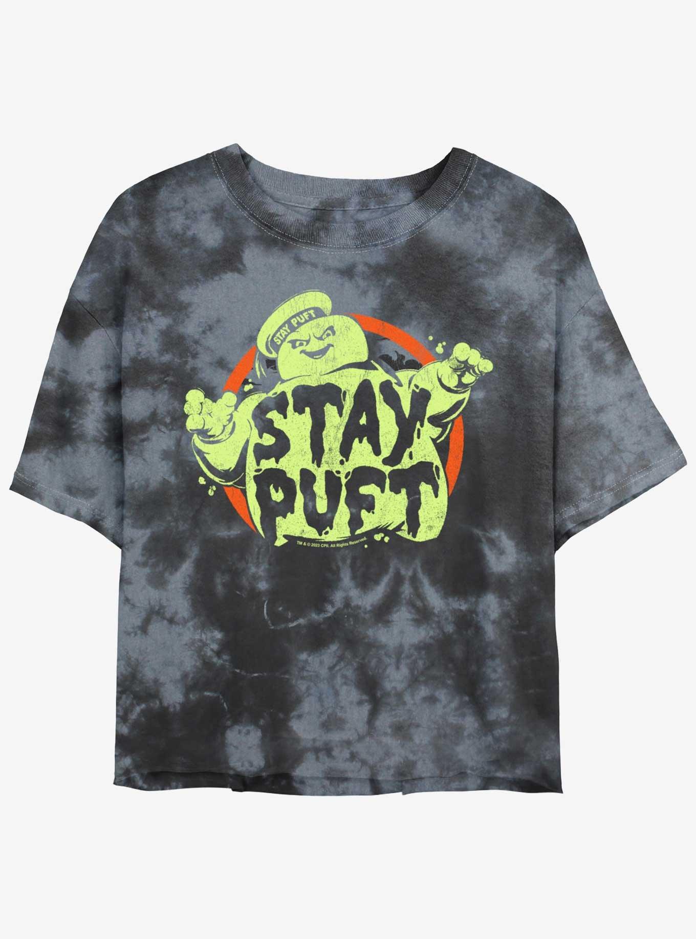 Ghostbusters Staying Puft Girls Tie-Dye Crop T-Shirt, BLKCHAR, hi-res