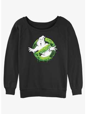 Ghostbusters Green Slime Logo Girls Slouchy Sweatshirt, , hi-res