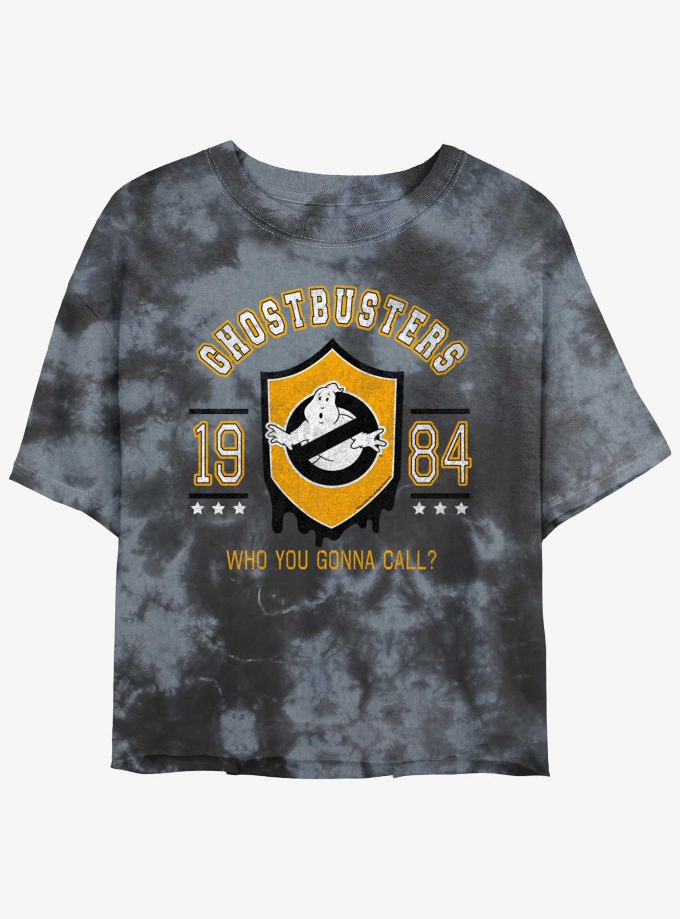 Ghostbusters Shield Collegiate Girls Tie-Dye Crop T-Shirt, BLKCHAR, hi-res