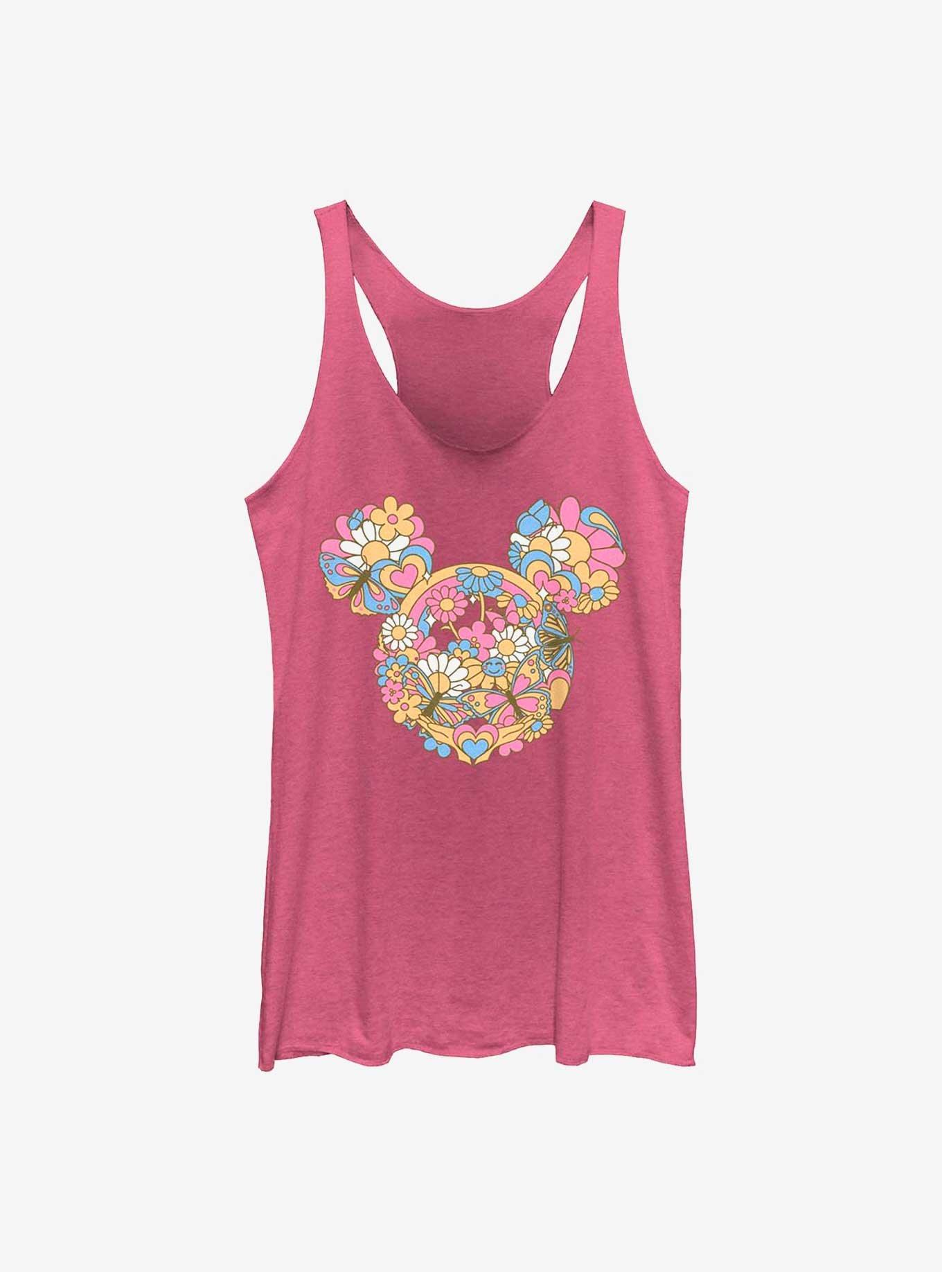 Disney Mickey Mouse Floral Head Womens Tank Top, PINK HTR, hi-res