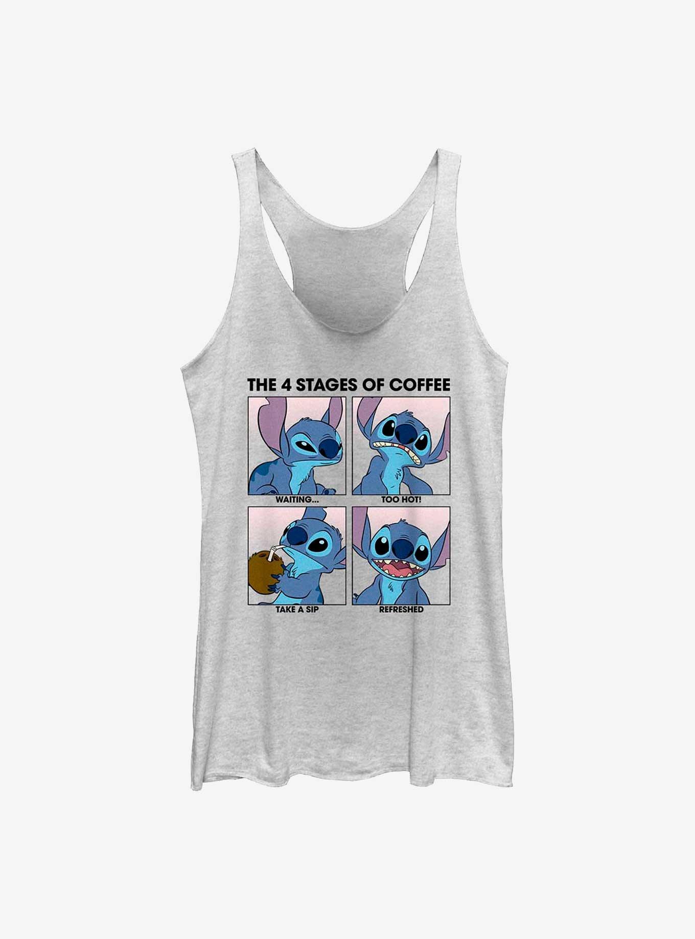 Disney Lilo & Stitch The 4 Stages Of Coffee Womens Tank Top