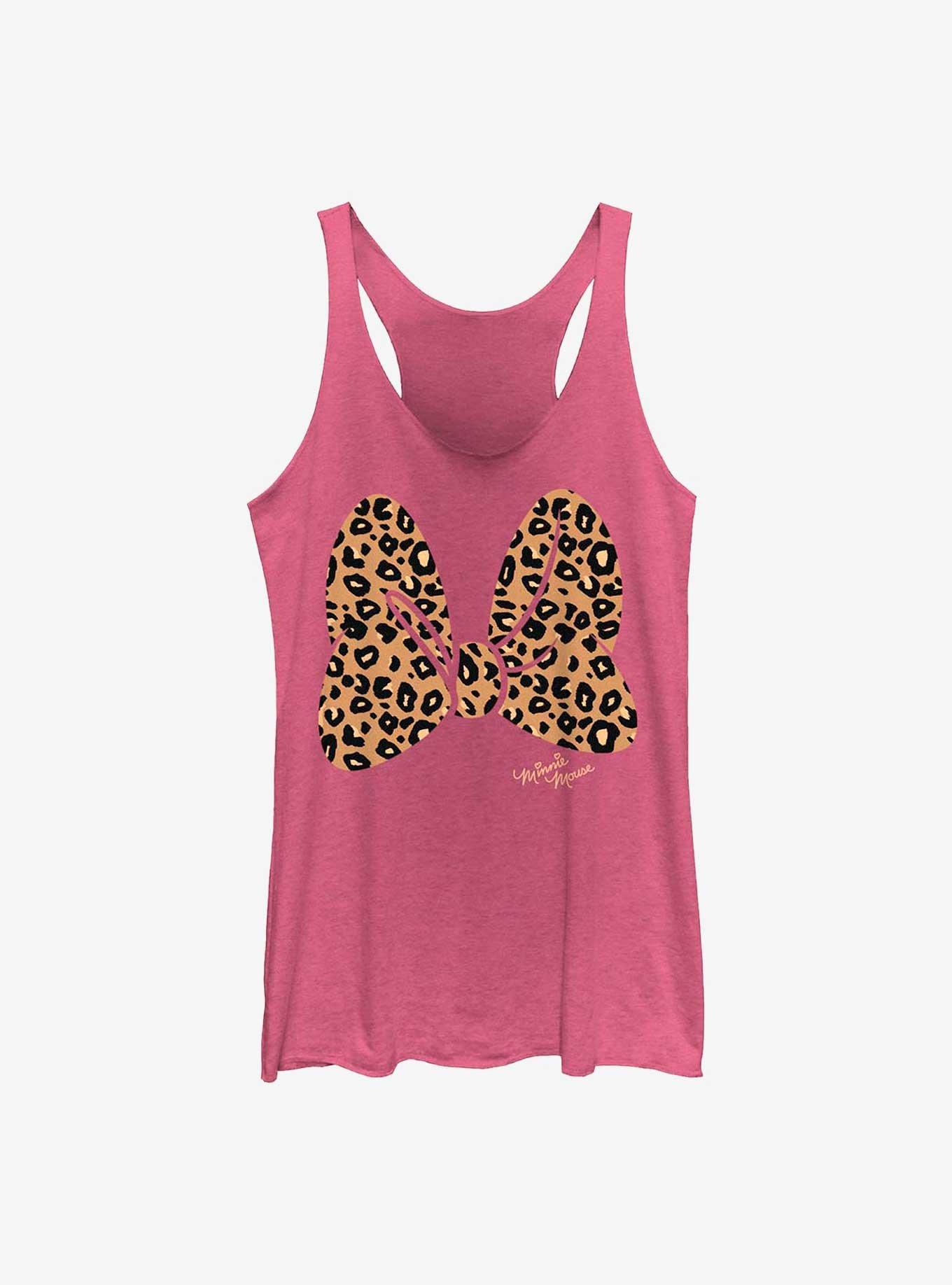 Disney Minnie Mouse Animal Print Bow Womens Tank Top