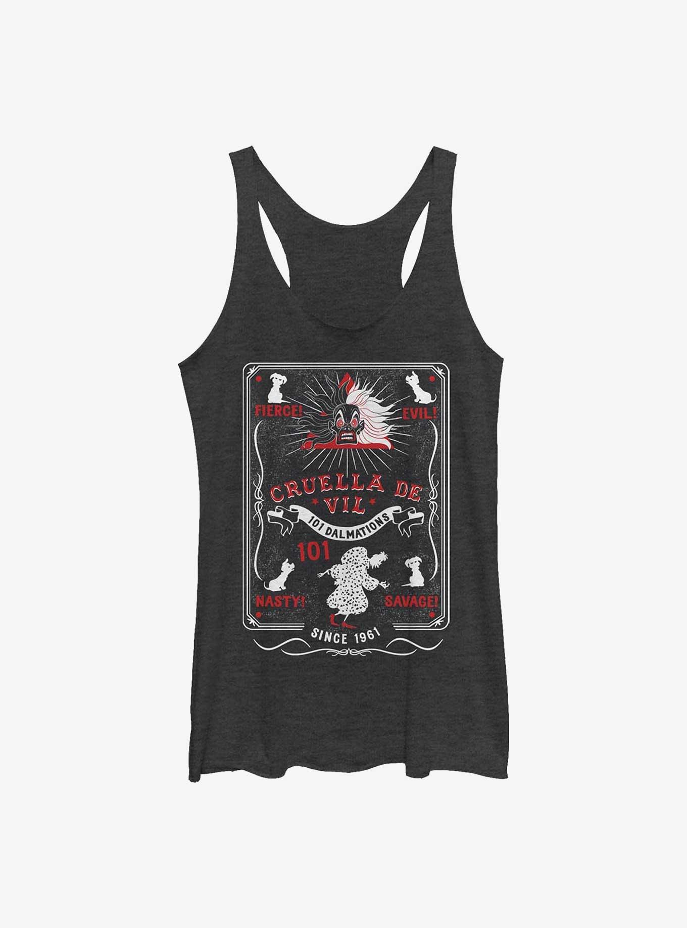 Disney Villains Cruella De Vil Card Style Womens Tank Top