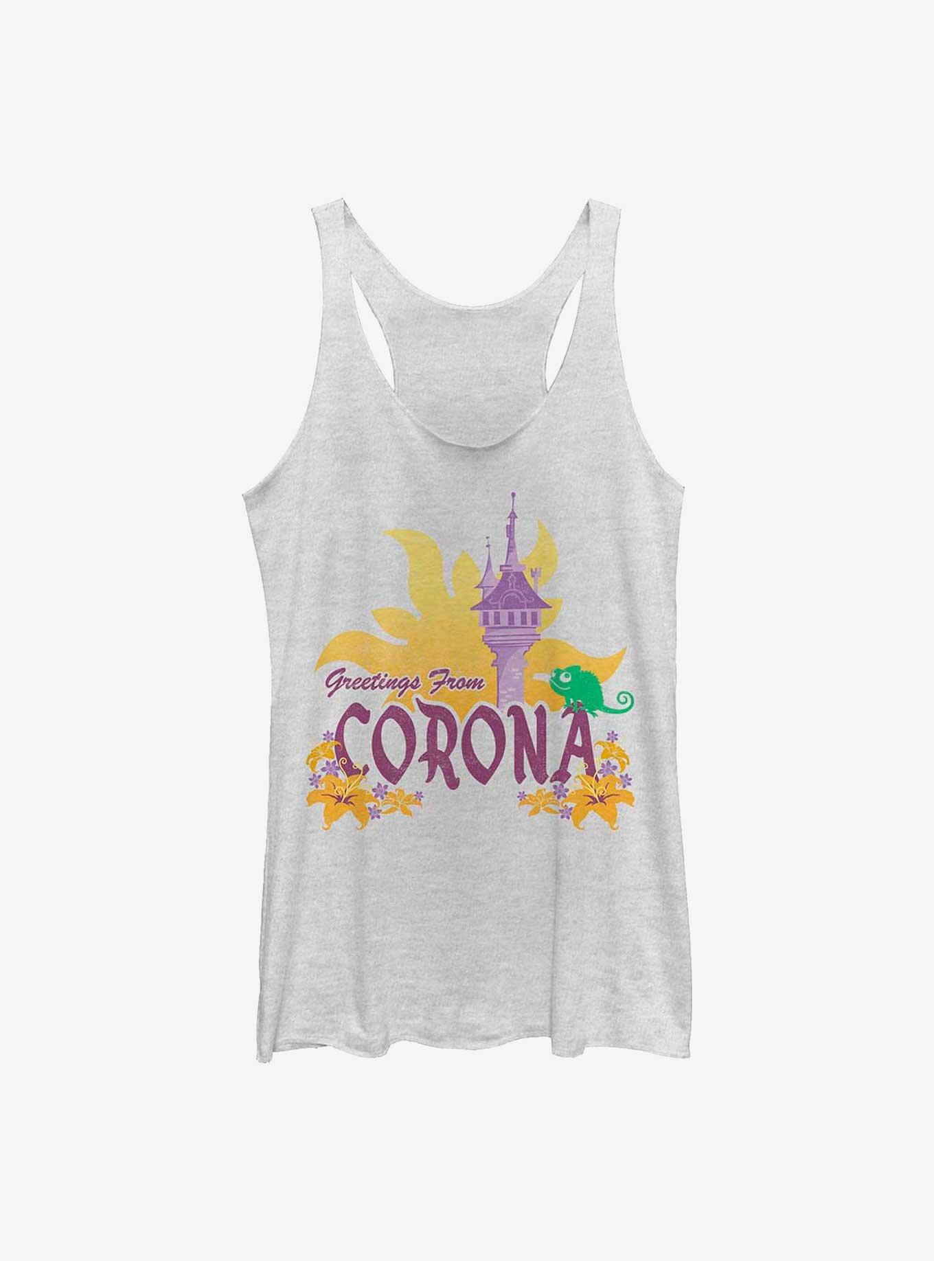 Disney Princesses Tangled Greetings From Corona Womens Tank Top, WHITE HTR, hi-res
