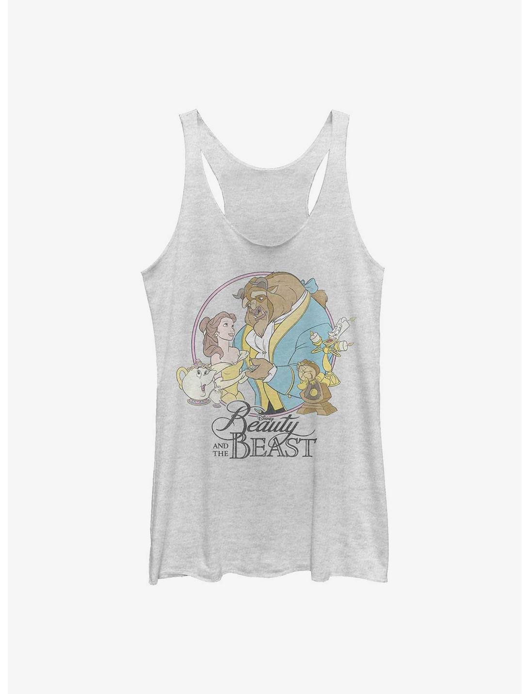 Disney Beauty and the Beast Character Circle Womens Tank Top, WHITE HTR, hi-res