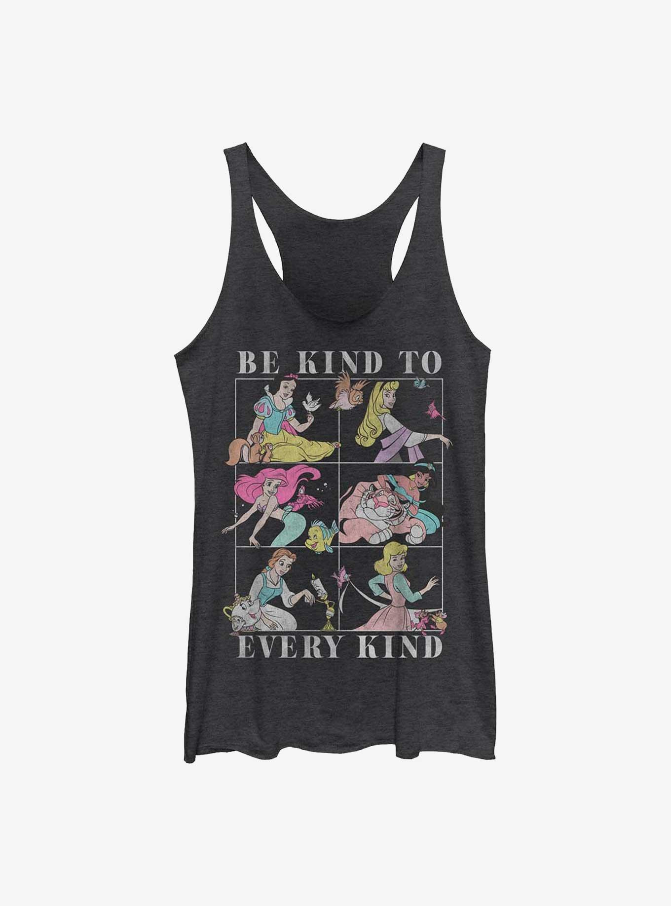 Disney Princess Be Kind To Every Kind Womens Tank Top, BLK HTR, hi-res