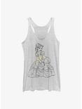 Disney Beauty and The Beast Belle Sketch Silhouette  Womens Tank Top, WHITE HTR, hi-res