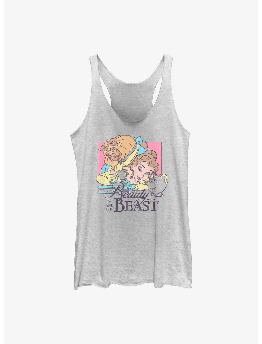 Disney Beauty and The Beast Pastel Characters Womens Tank Top, WHITE HTR, hi-res