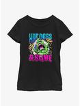 Ghostbusters: Frozen Empire Hot Dogs & Slime Girls Youth T-Shirt, BLACK, hi-res
