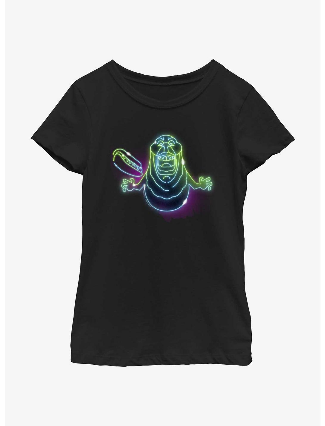 Ghostbusters: Frozen Empire Neon Lights Slimer Girls Youth T-Shirt, BLACK, hi-res