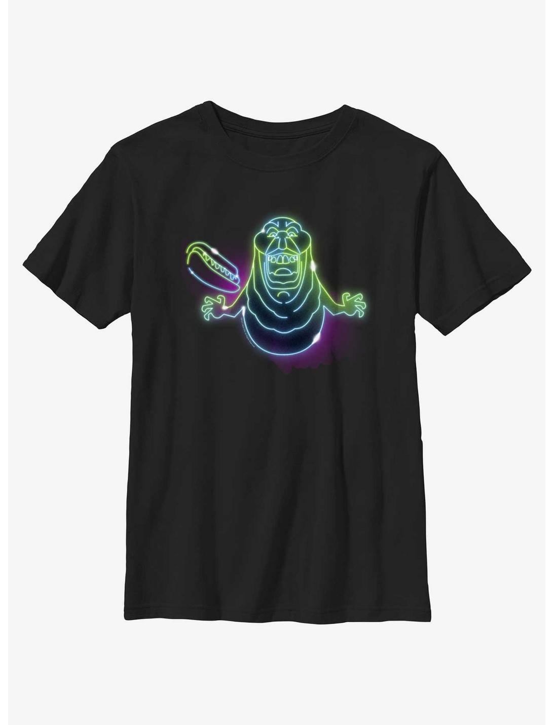 Ghostbusters: Frozen Empire Neon Lights Slimer Youth T-Shirt, BLACK, hi-res