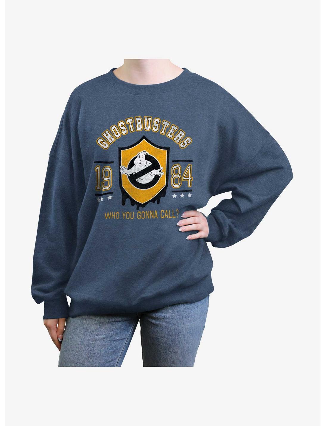 Ghostbusters Shield Collegiate Womens Oversized Sweatshirt, BLUEHTR, hi-res