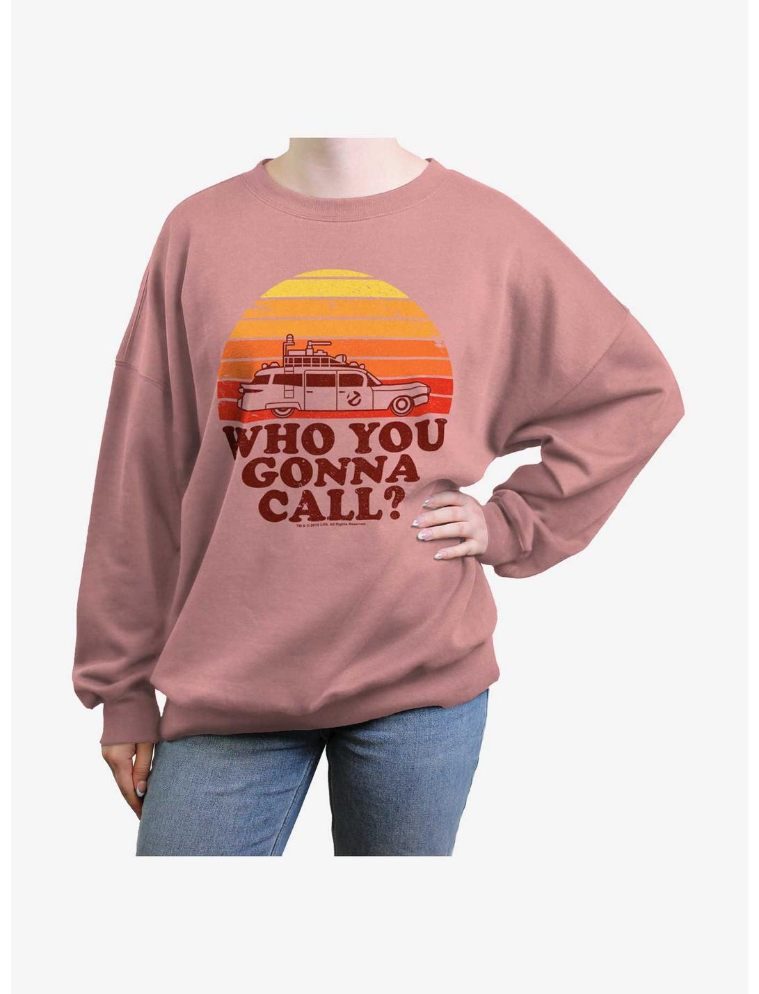 Ghostbusters 70's Retro Sunset Womens Oversized Sweatshirt, DESERTPNK, hi-res