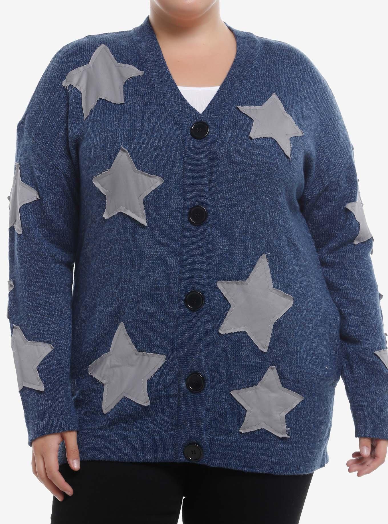 Coraline Star Patchwork Girls Oversized Cardigan Plus Size, , hi-res