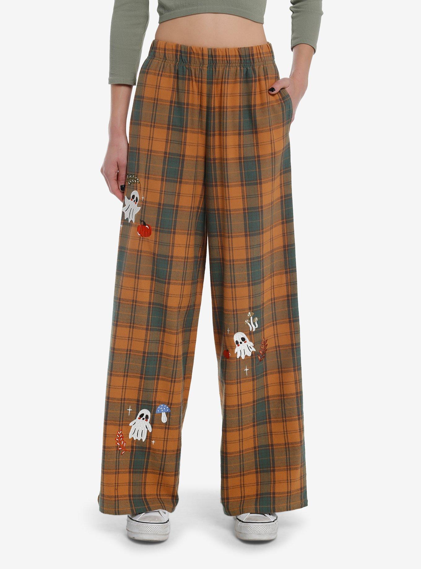 Orange Plaid Ghost Pajama Pants, MULTI, hi-res