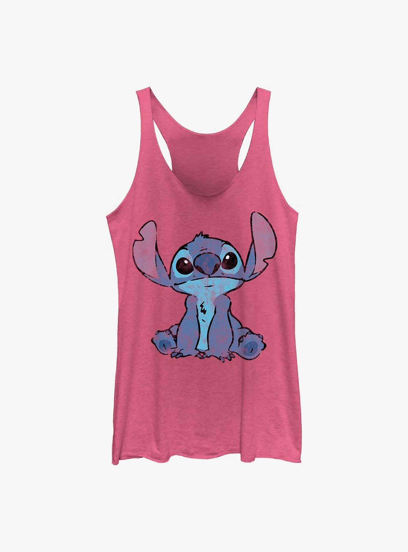 Disney Lilo & Stitch Sitting Down Cute Portrait Girls Tank, PINK HTR, hi-res