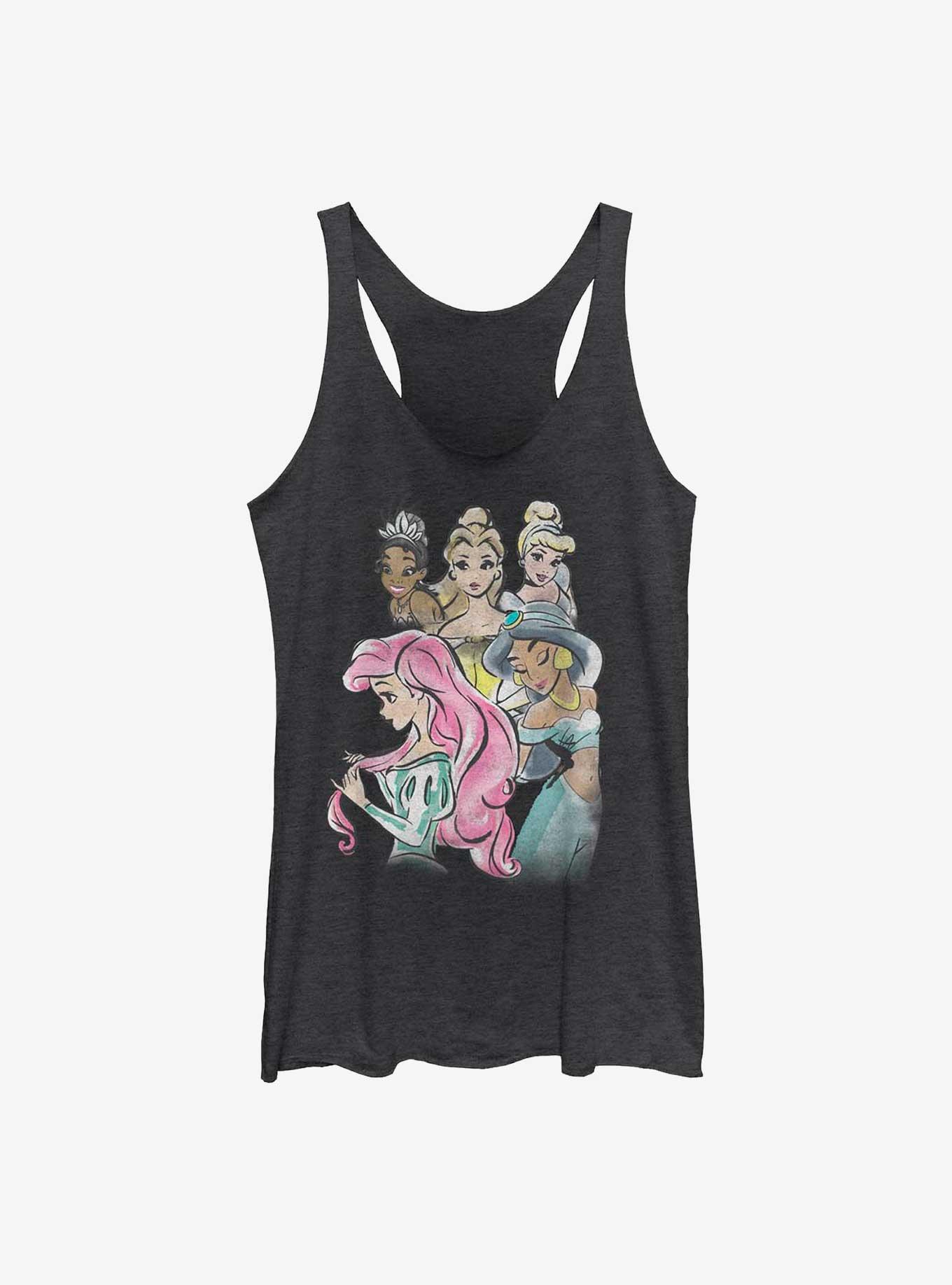 Disney The Princess and the Frog Watercolor Girls Tank, BLK HTR, hi-res