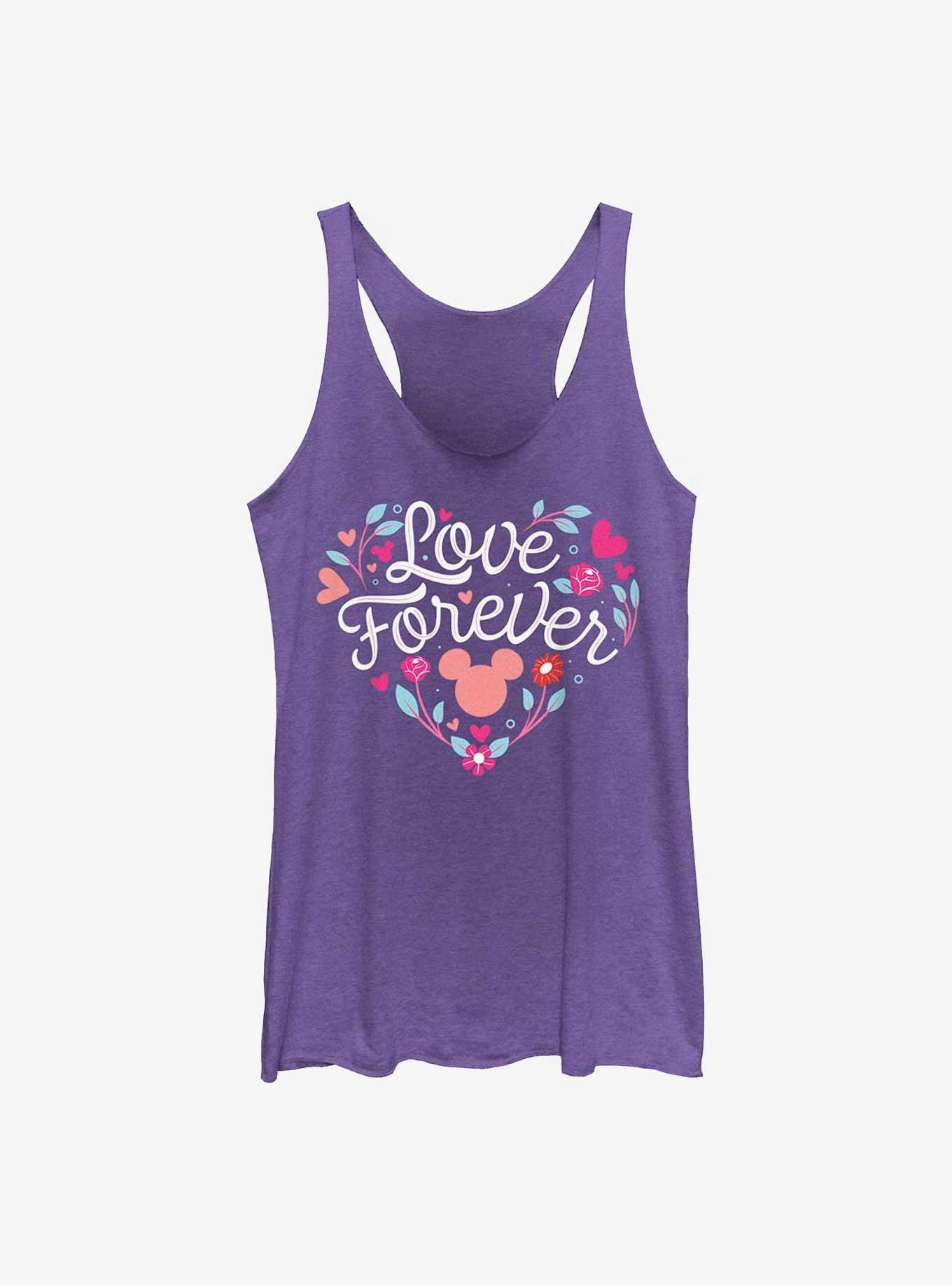 Disney Mickey Mouse Love Forever Flowers Heart Girls Tank, PUR HTR, hi-res