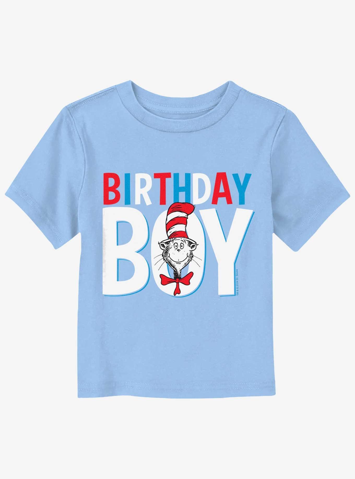 Dr. Seuss Birthday Boy Cat Hat Toddler T-Shirt, LT BLUE, hi-res