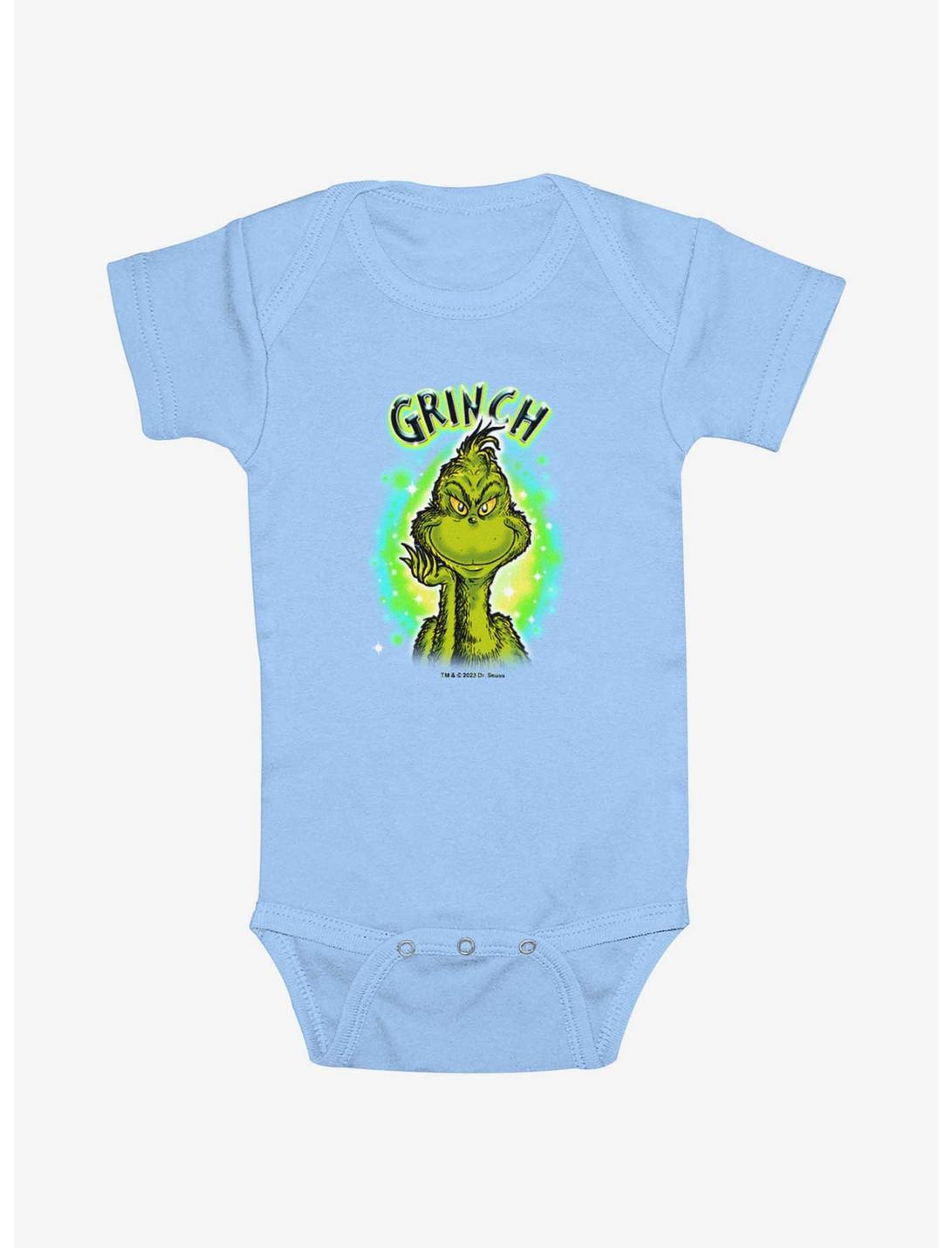 Dr. Seuss Brushy Grinch Front Infant Bodysuit, LT BLUE, hi-res