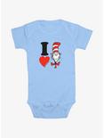Dr. Seuss I Heart Hat Cat Infant Bodysuit, LT BLUE, hi-res