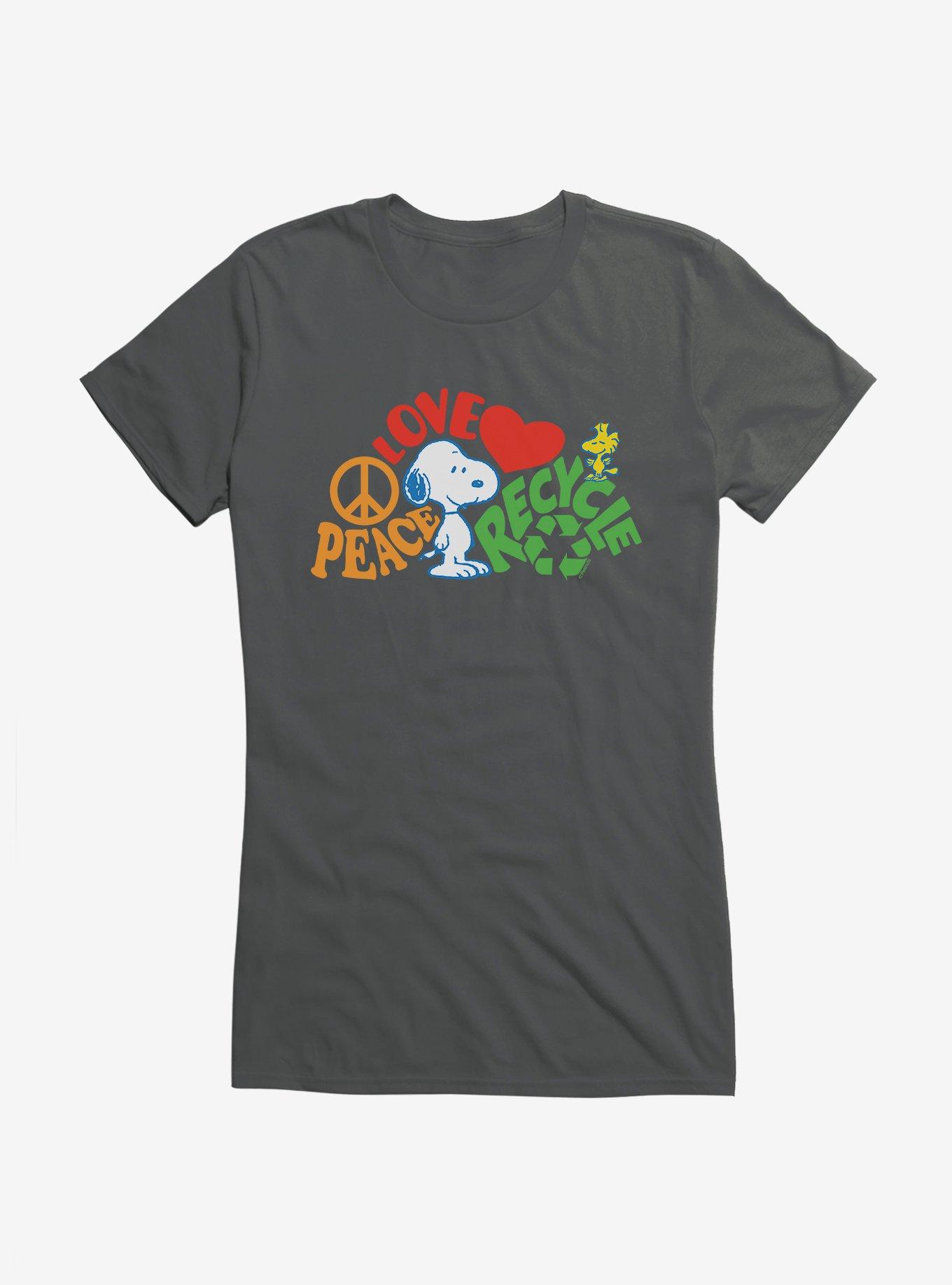 Peanuts Peace Love Recycle Girls T-Shirt