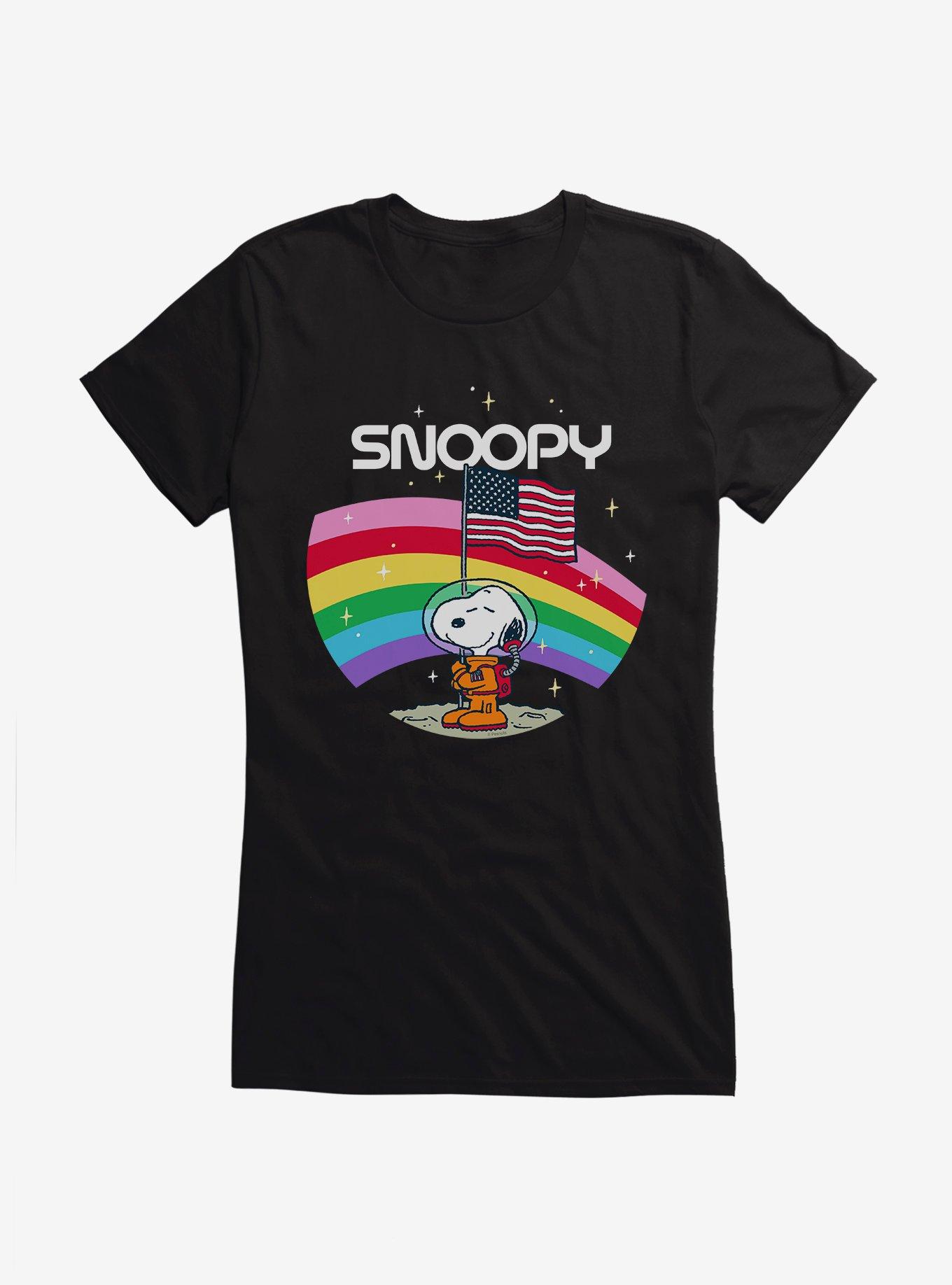 Peanuts Rainbow Snoopy On The Moon Girls T-Shirt