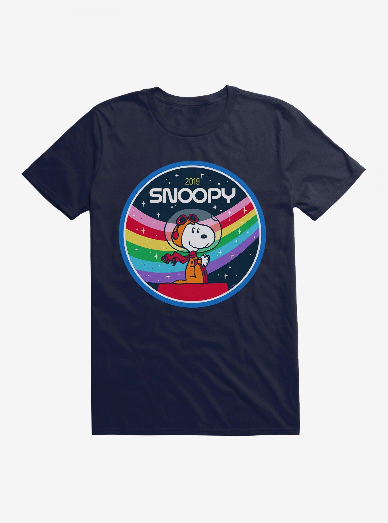 Peanuts Rainbow Space Snoopy T-Shirt, NAVY, hi-res